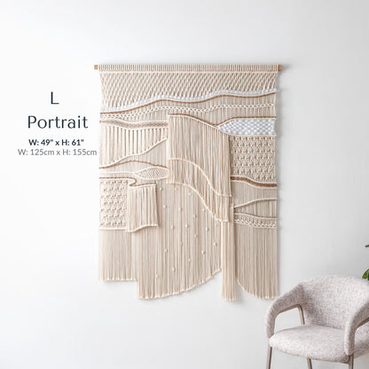 Extra Large Macrame Wall Hanging, Abstract Textile Art for Interior, Japandi Fiber Wall Art Decor, Extra Large Macrame Headboard above Bed