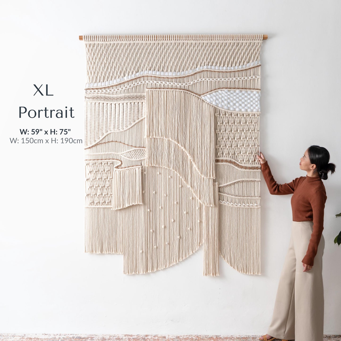 Extra Large Macrame Wall Hanging, Abstract Textile Art for Interior, Japandi Fiber Wall Art Decor, Extra Large Macrame Headboard above Bed
