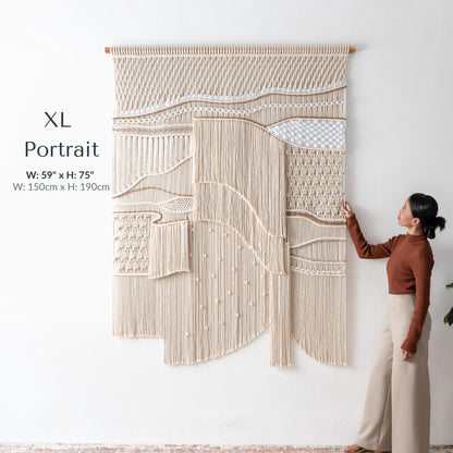 Extra Large Macrame Wall Hanging, Abstract Textile Art for Interior, Japandi Fiber Wall Art Decor, Extra Large Macrame Headboard above Bed